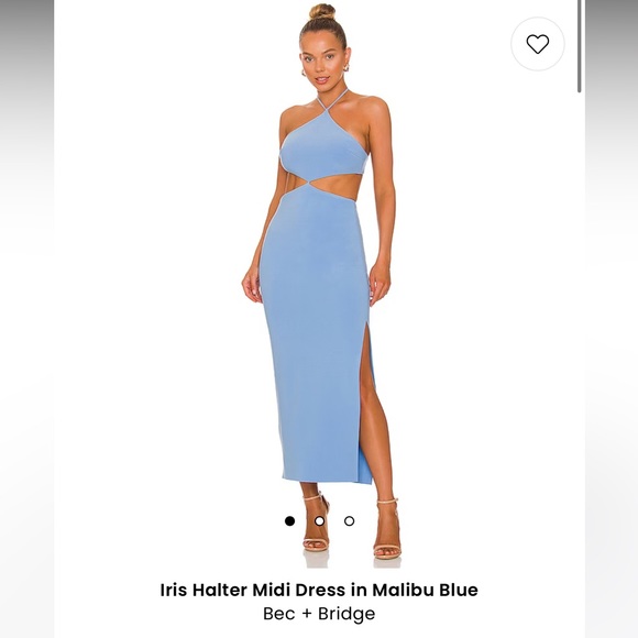 Bec + Bridge Iris Halter Midi Dress in Malibu Blue, Size 6 (Medium)